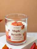 Maple Reverie coconut soy candle in a clear glass jar, front label, 5 oz, hand poured in Kelowna BC