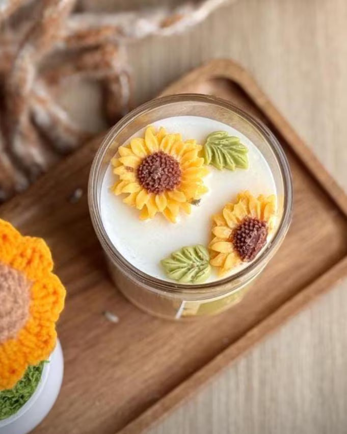 Sunny Hope sunflower gift candle, hand-poured floral coconut soy candle