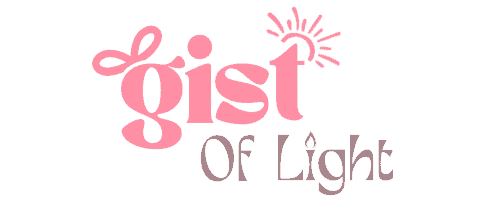 Gist of Light logo with stylized text and sunburst design.