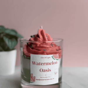 Handcrafted watermelon oasis candle with coconut wax