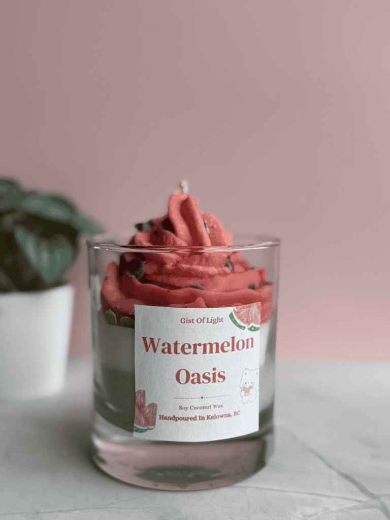 Handcrafted watermelon oasis candle with coconut wax