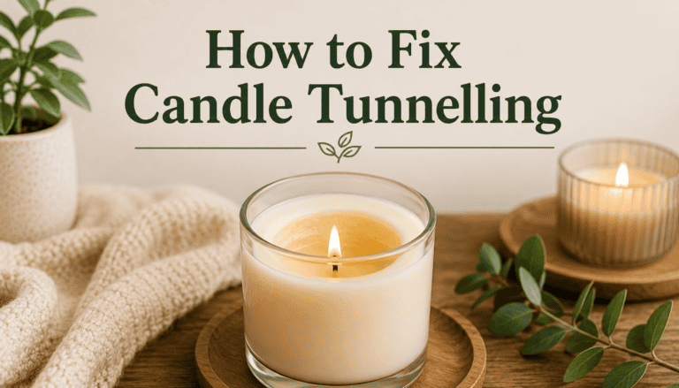 Candle with proper burn to prevent tunnelling for better candle performance.